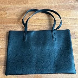 Black with gray vertical stripe Vince Camilo vegan leather bag